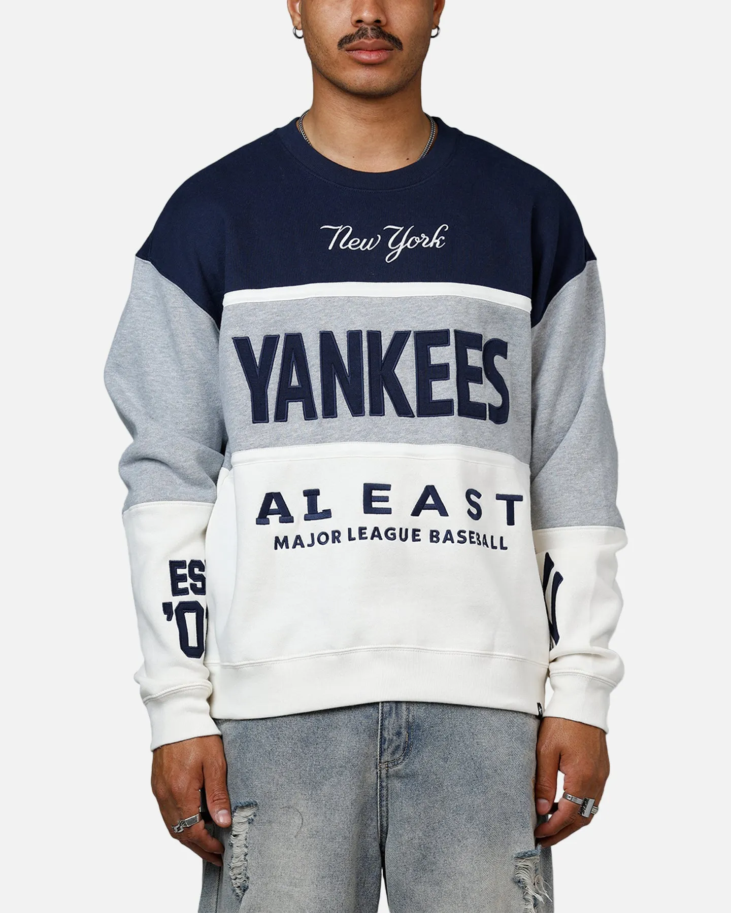 47 Brand New York Yankees On Five Crewneck Navy/Grey sold by Culture Kings