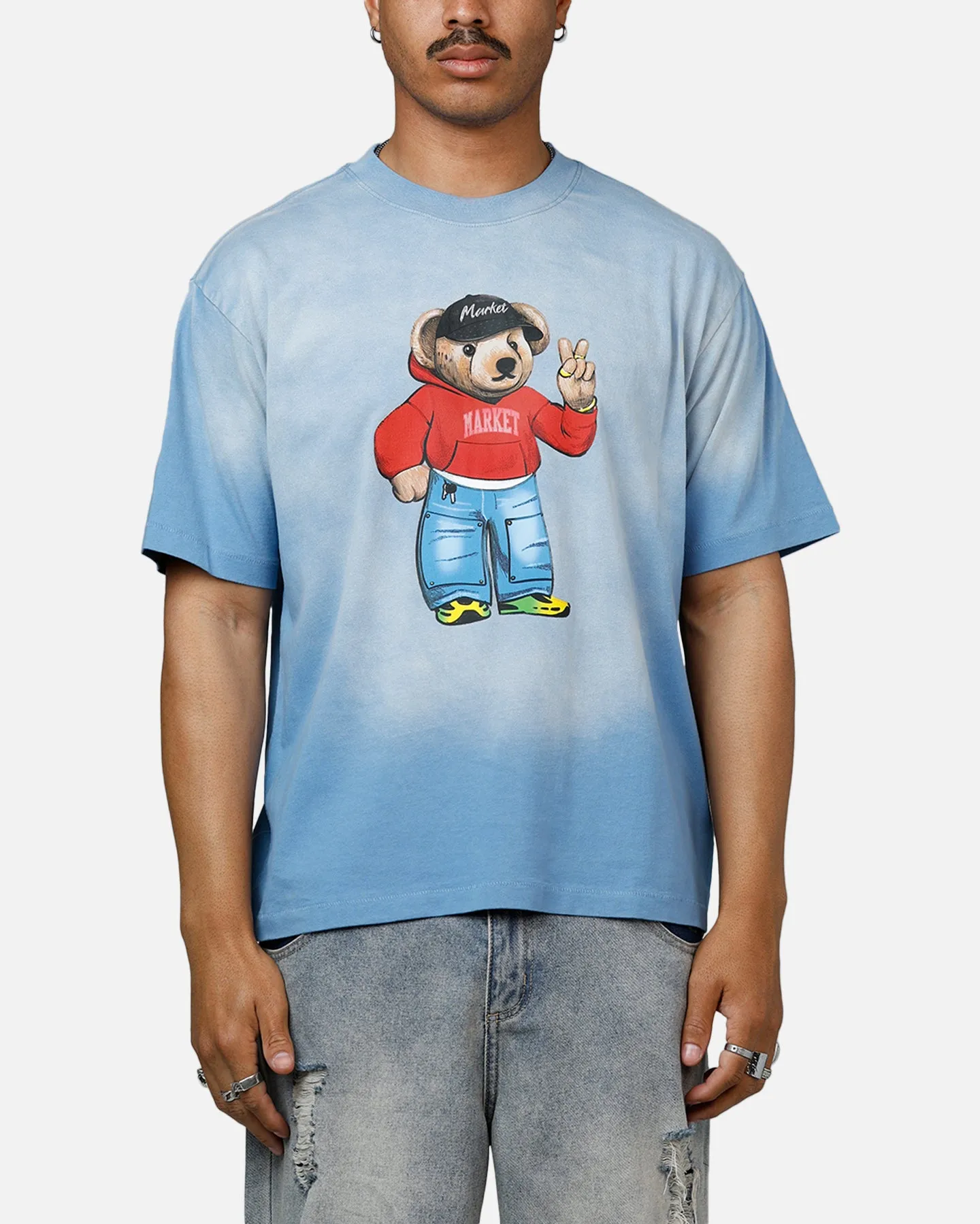 Market Fit Check Bear T-Shirt Sky Blue sold by Culture Kings