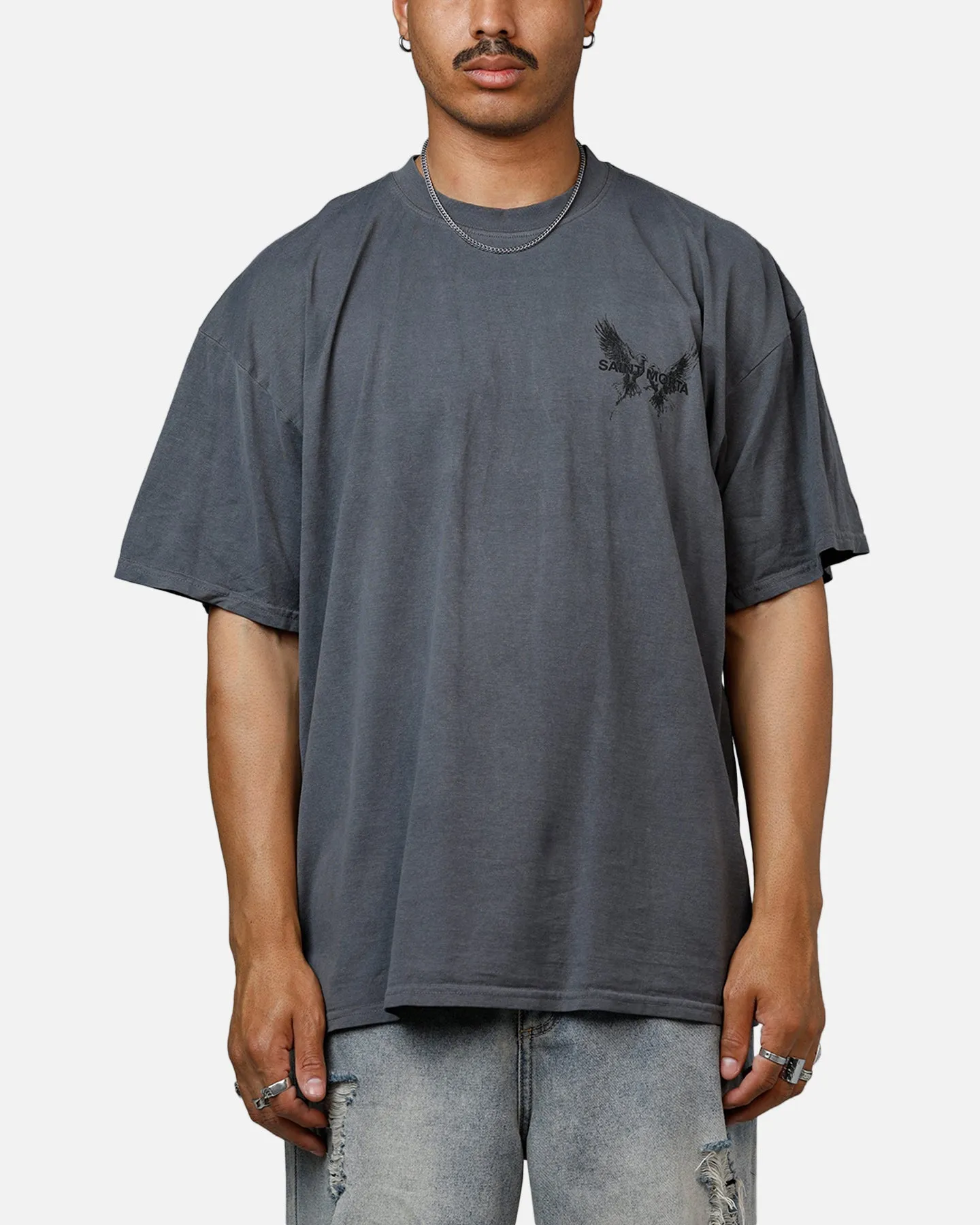 Saint Morta Black Doves Heavyweight T-Shirt Washed Charcoal sold by Culture Kings