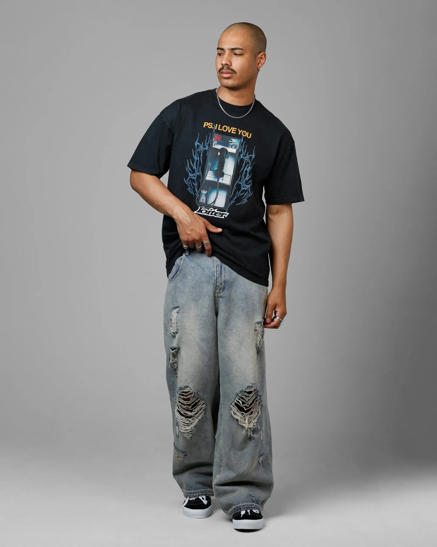 Loiter Phonebooth Vintage Drop T-Shirt Black Acidwash sold by Culture Kings product image thumbnail 3