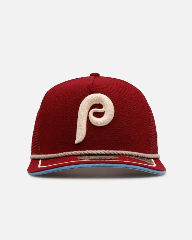 New Era Philadelphia Phillies 'Spring Injection' 9FIFTY A-Frame Trucker Snapback Burgundy sold by Culture Kings