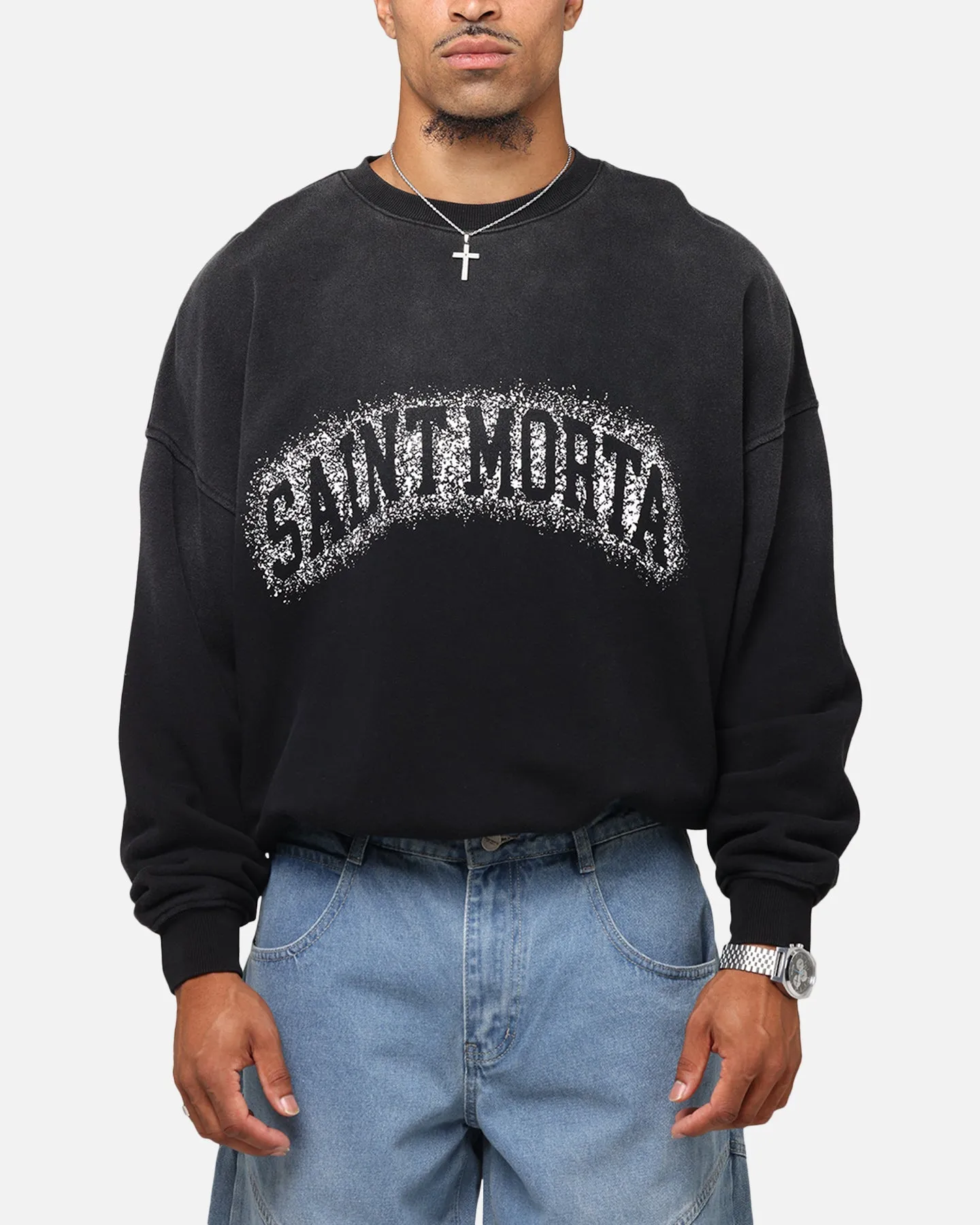 Saint Morta Spray Logo Crewneck Black sold by Culture Kings