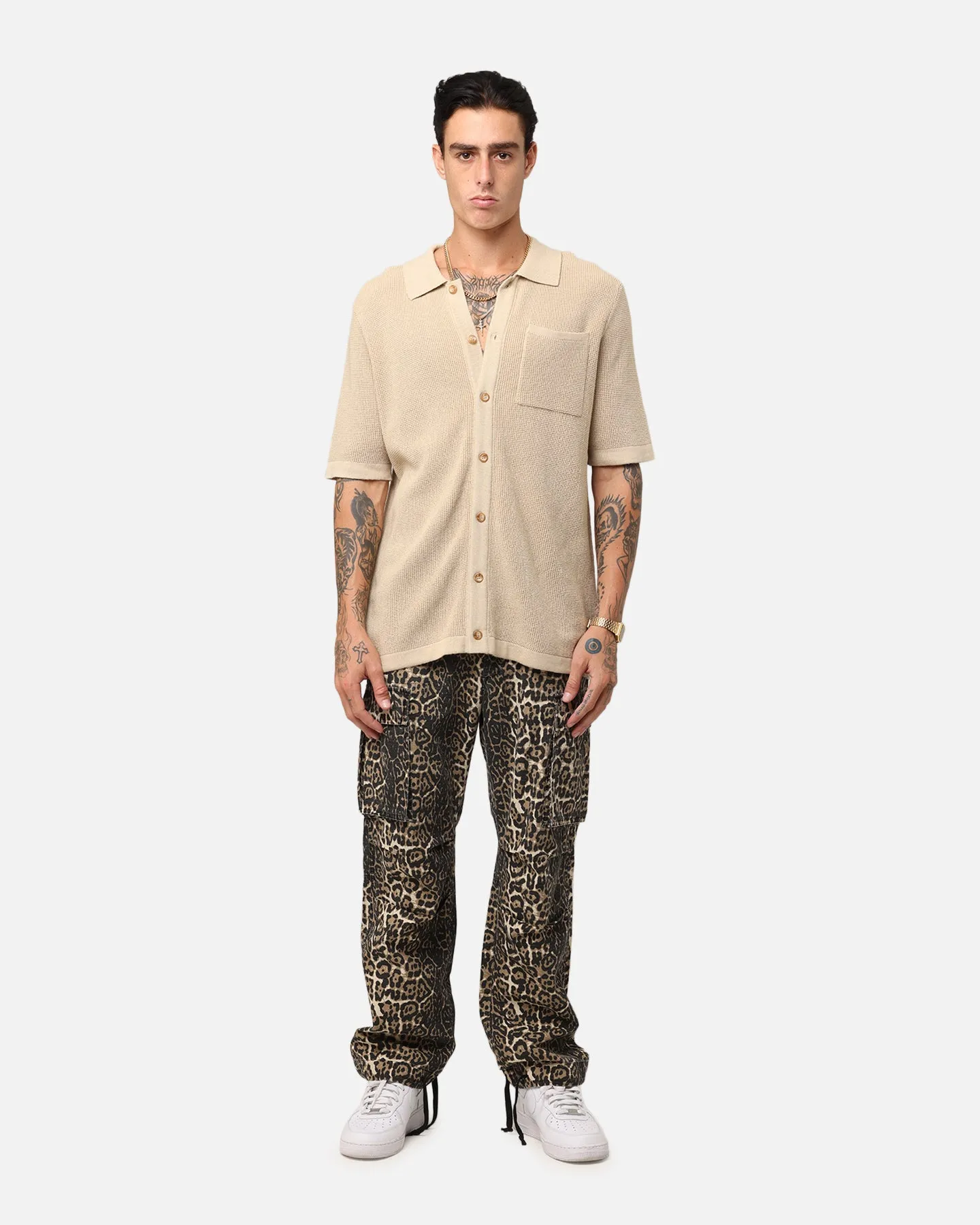 XXIII Zyair Knit Rib Button Up Shirt Tan sold by Culture Kings product image thumbnail 2