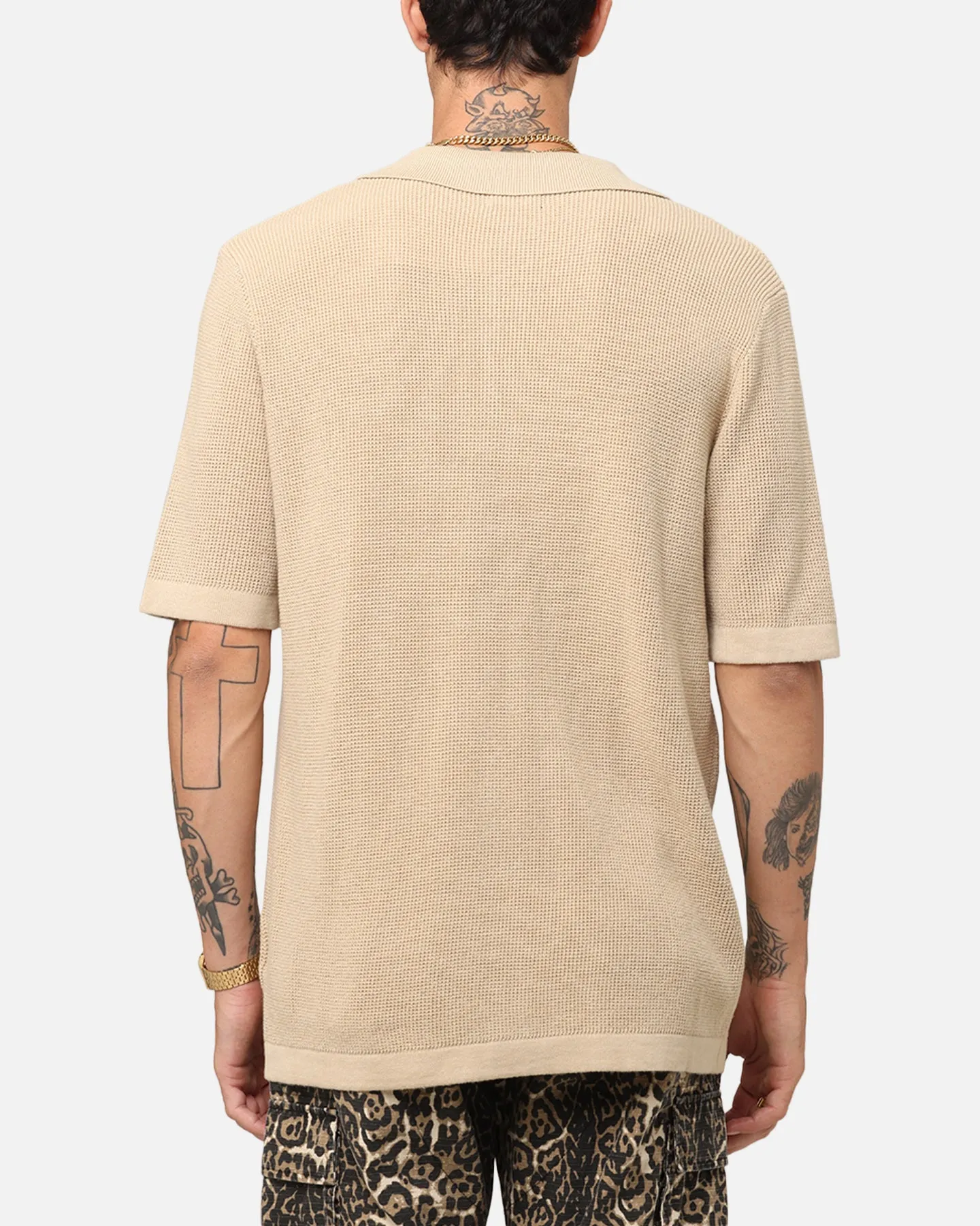 XXIII Zyair Knit Rib Button Up Shirt Tan sold by Culture Kings product image thumbnail 3