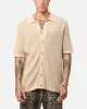XXIII Zyair Knit Rib Button Up Shirt Tan sold by Culture Kings