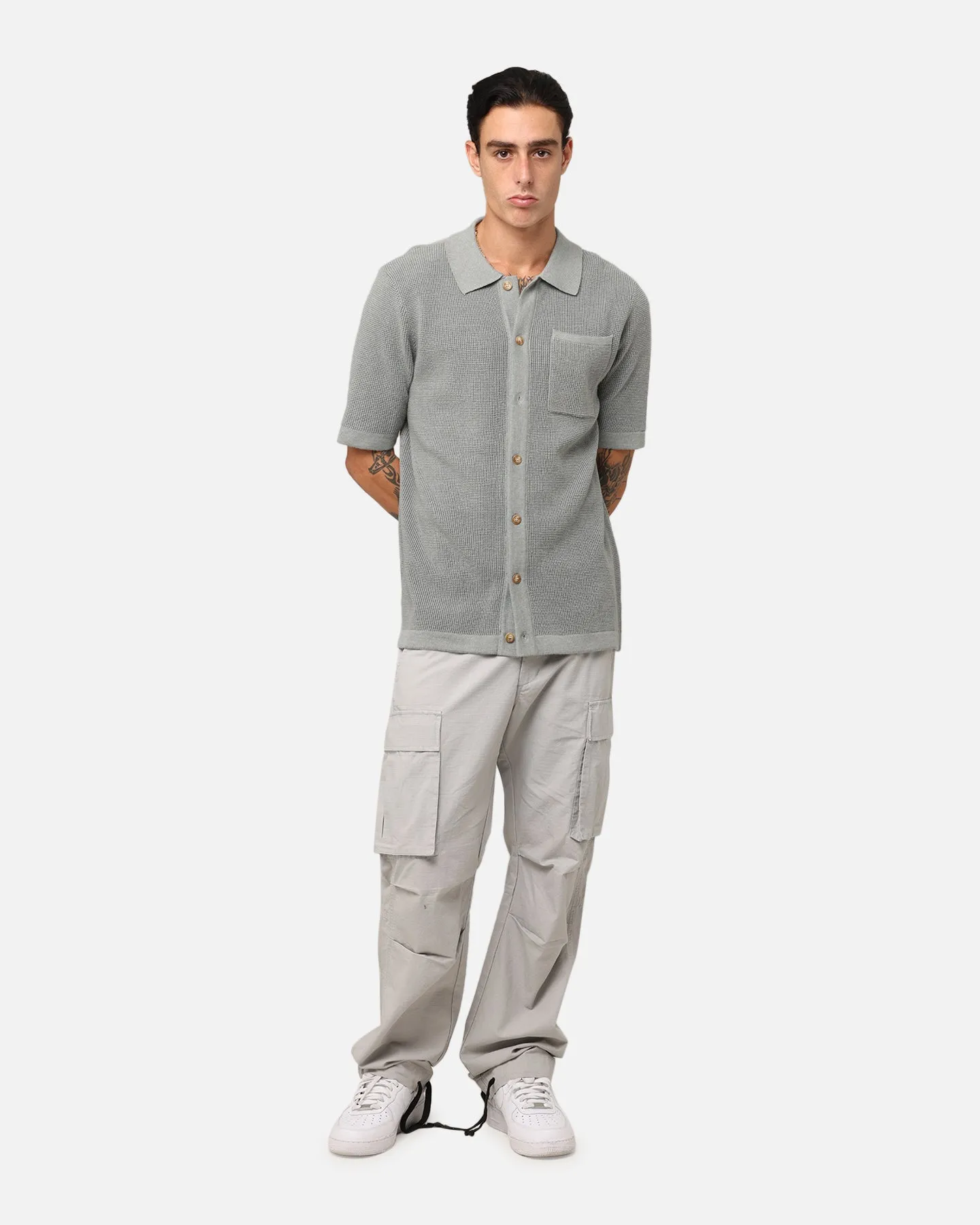 XXIII Zyair Knit Rib Button Up Shirt Olive sold by Culture Kings product image thumbnail 2