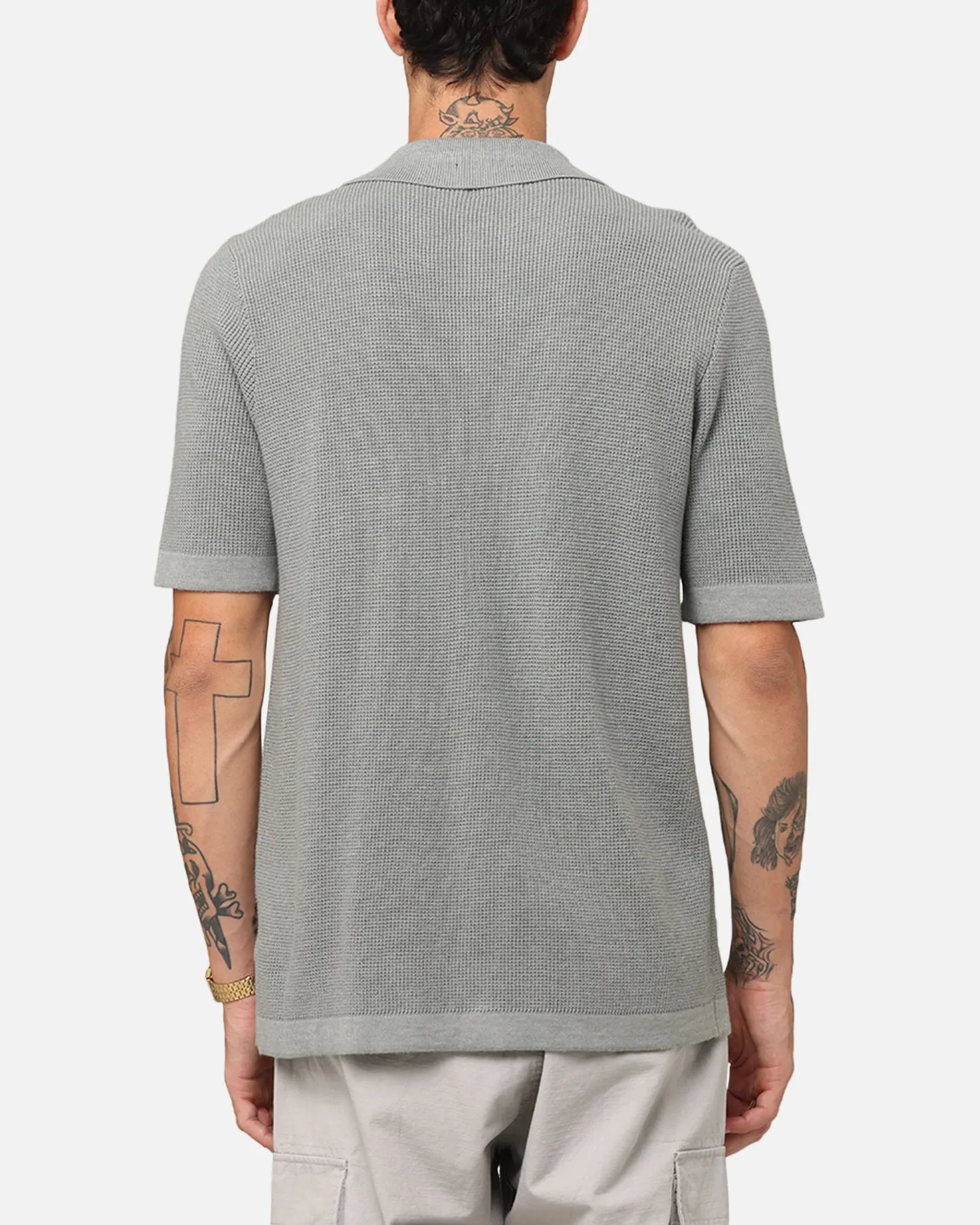 XXIII Zyair Knit Rib Button Up Shirt Olive sold by Culture Kings product image thumbnail 3