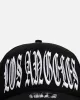 New Era Los Angeles Lakers 'Oversized Gothic Script Crown' 9FORTY A-Frame Snapback Black/White sold by Culture Kings