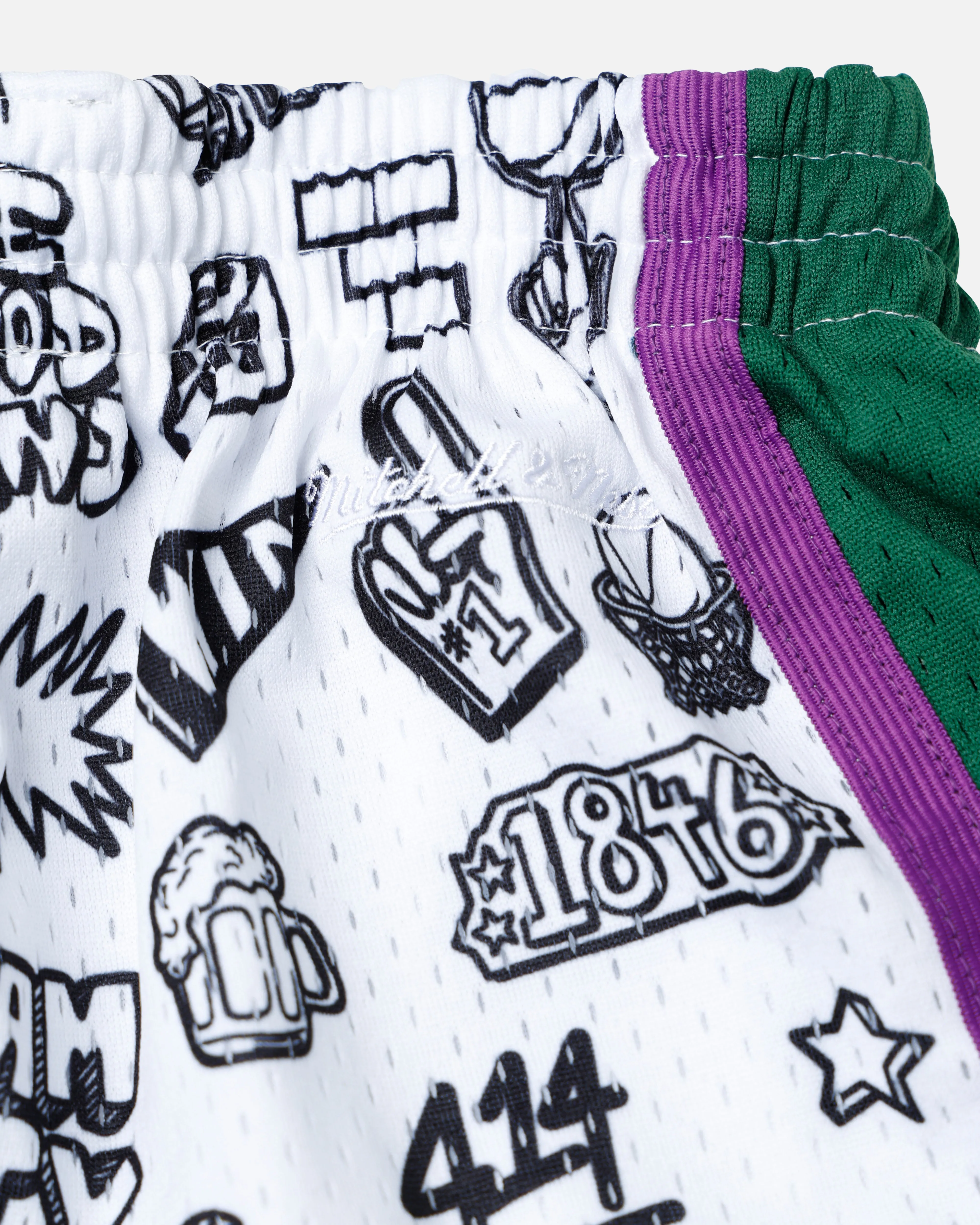 Mitchell & Ness Women's Milwaukee Bucks Doodle Shorts Black/White sold by Culture Kings product image thumbnail 4