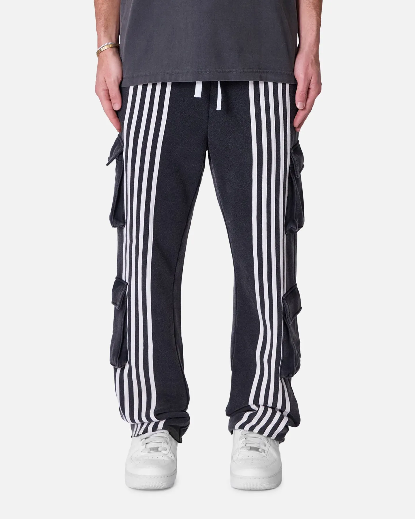 MNML Front Stripe Sweatpants Washed Black sold by Culture Kings
