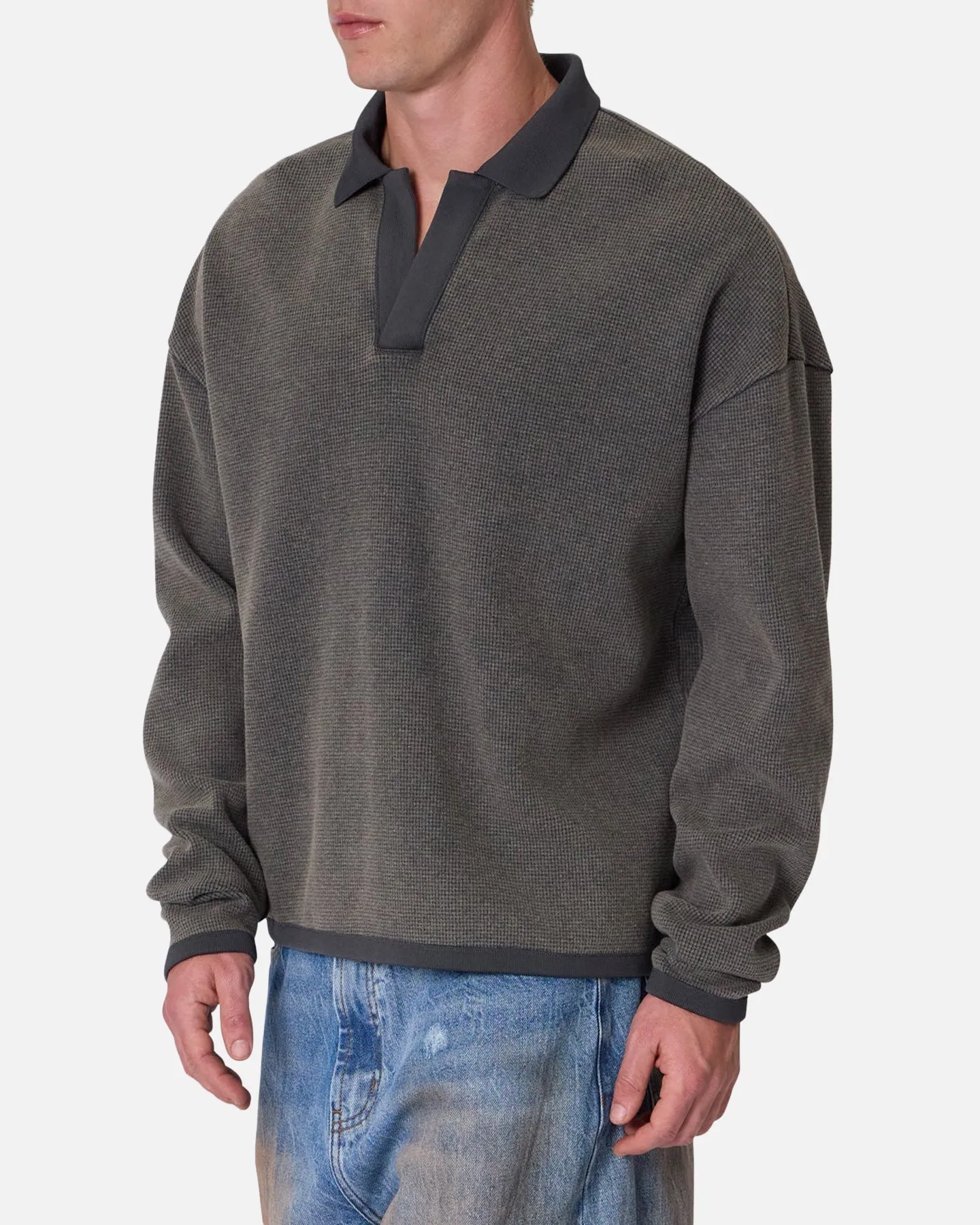 MNML Polo Thermal Long Sleeve T-Shirt Charcoal Grey sold by Culture Kings product image thumbnail 5