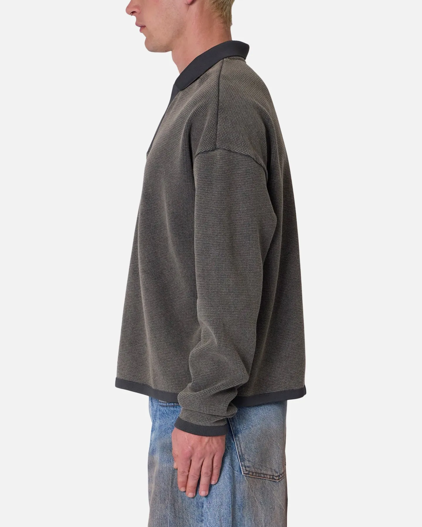 MNML Polo Thermal Long Sleeve T-Shirt Charcoal Grey sold by Culture Kings product image thumbnail 3