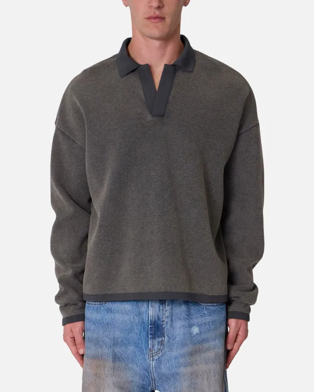 MNML Polo Thermal Long Sleeve T-Shirt Charcoal Grey sold by Culture Kings