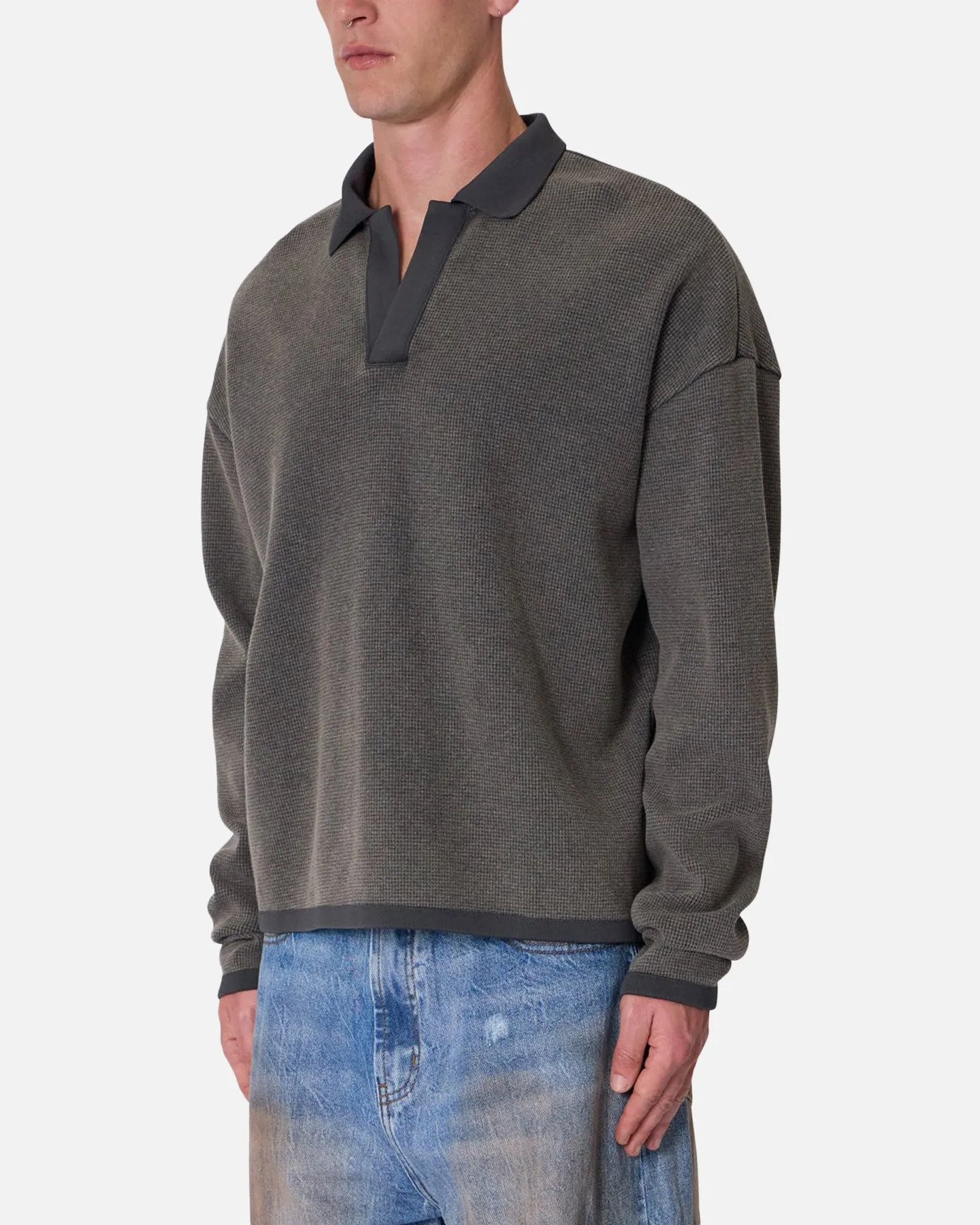 MNML Polo Thermal Long Sleeve T-Shirt Charcoal Grey sold by Culture Kings product image thumbnail 2