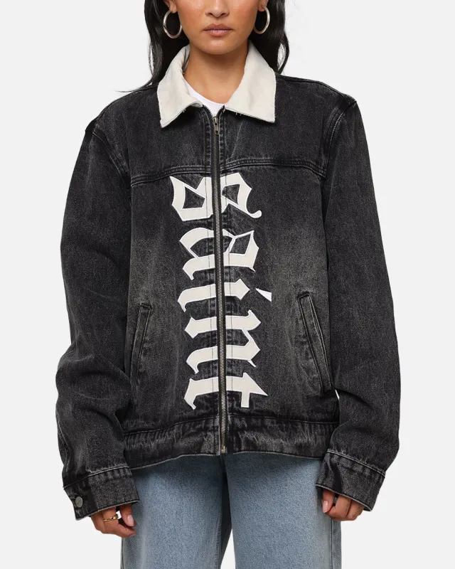 Saint Morta Gothic Distressed Denim Jacket Black Shadow sold by Culture Kings