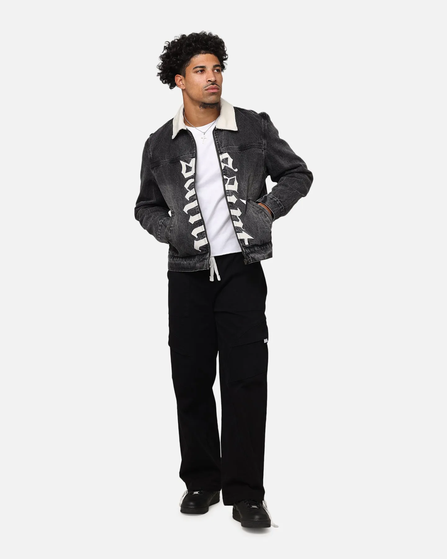 Saint Morta Gothic Distressed Denim Jacket Black Shadow sold by Culture Kings product image thumbnail 2