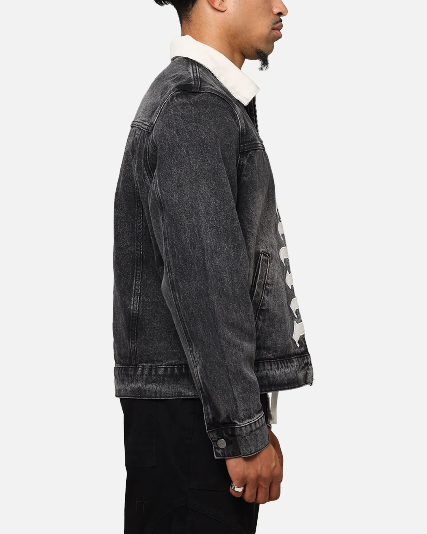 Saint Morta Gothic Distressed Denim Jacket Black Shadow sold by Culture Kings product image thumbnail 4