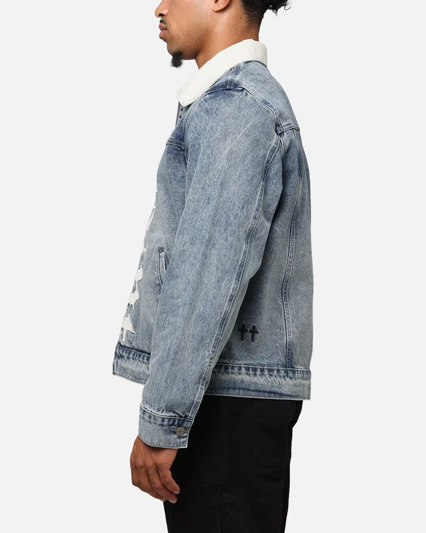 Saint Morta Gothic Distressed Denim Jacket Dirty Denim sold by Culture Kings product image thumbnail 5