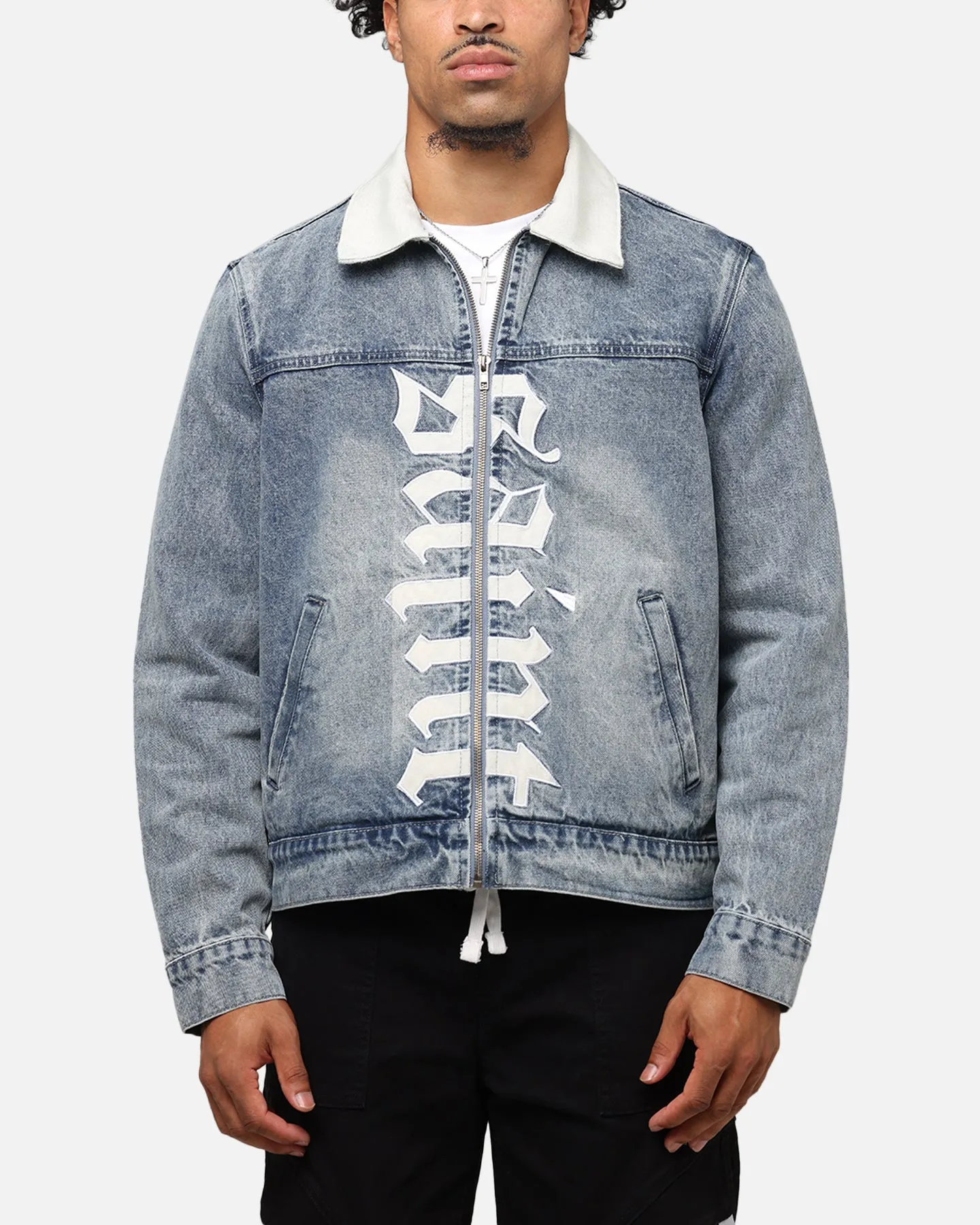 Saint Morta Gothic Distressed Denim Jacket Dirty Denim sold by Culture Kings