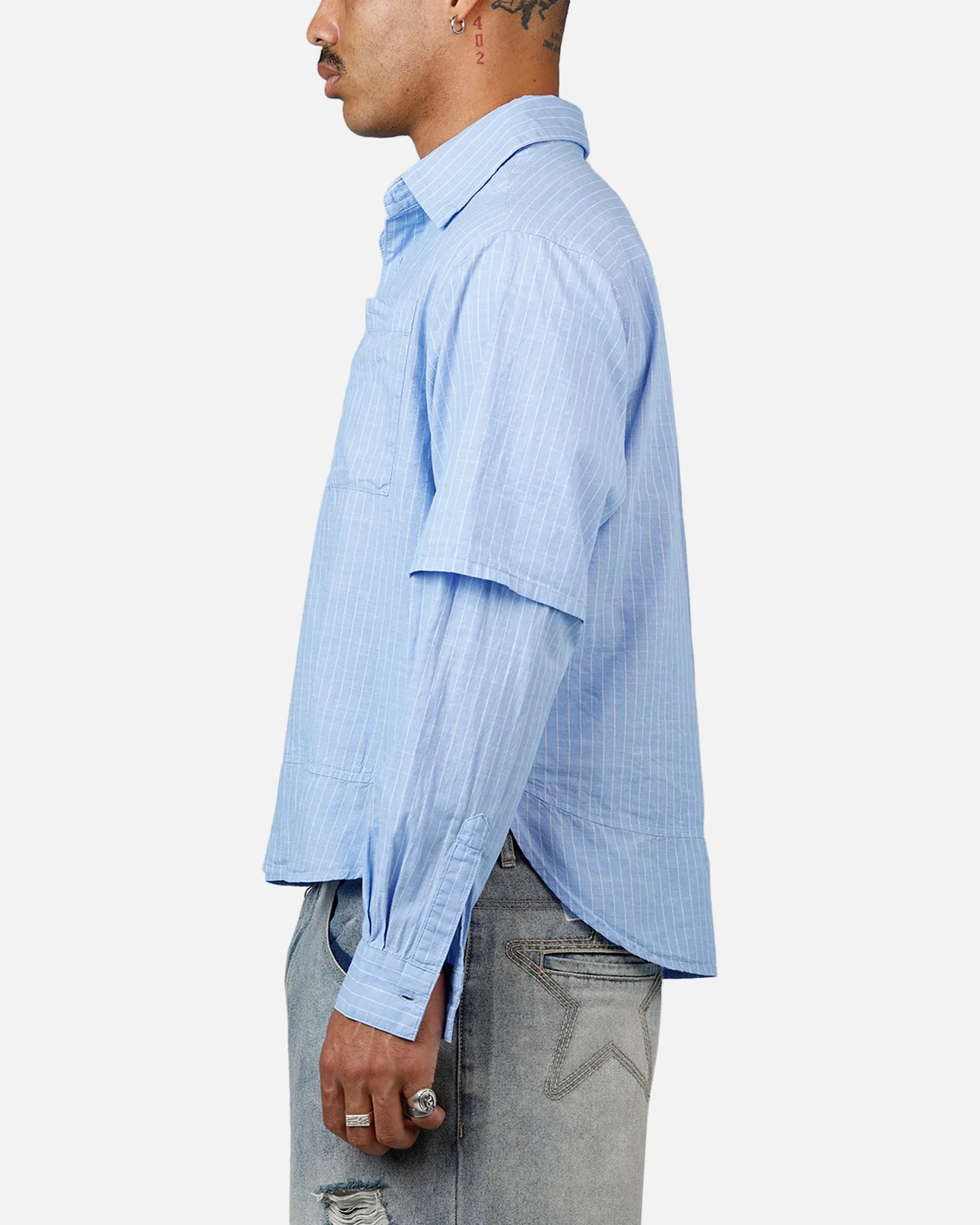 MNML Chambray Double Layer Shirt Blue sold by Culture Kings product image thumbnail 5