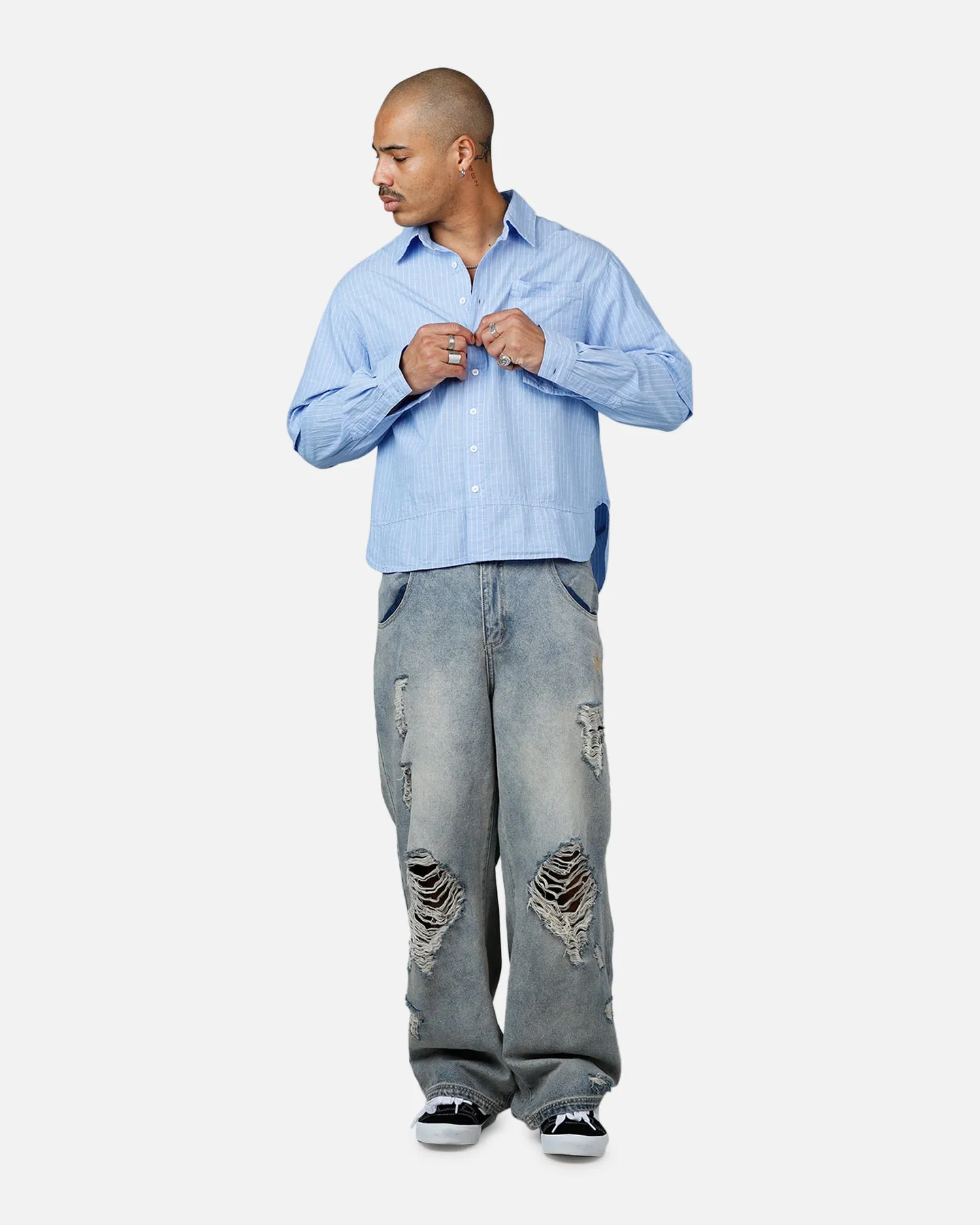 MNML Chambray Double Layer Shirt Blue sold by Culture Kings product image thumbnail 3