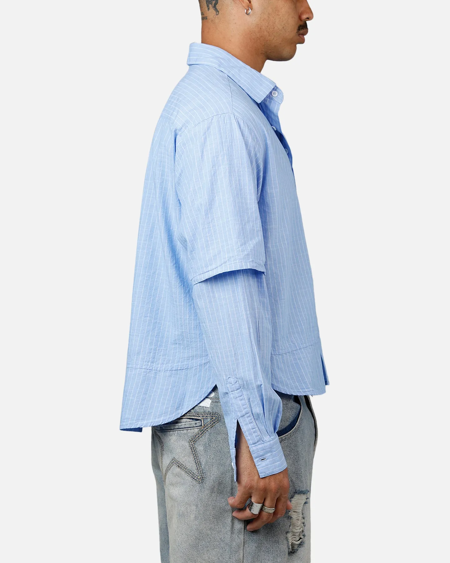 MNML Chambray Double Layer Shirt Blue sold by Culture Kings product image thumbnail 4