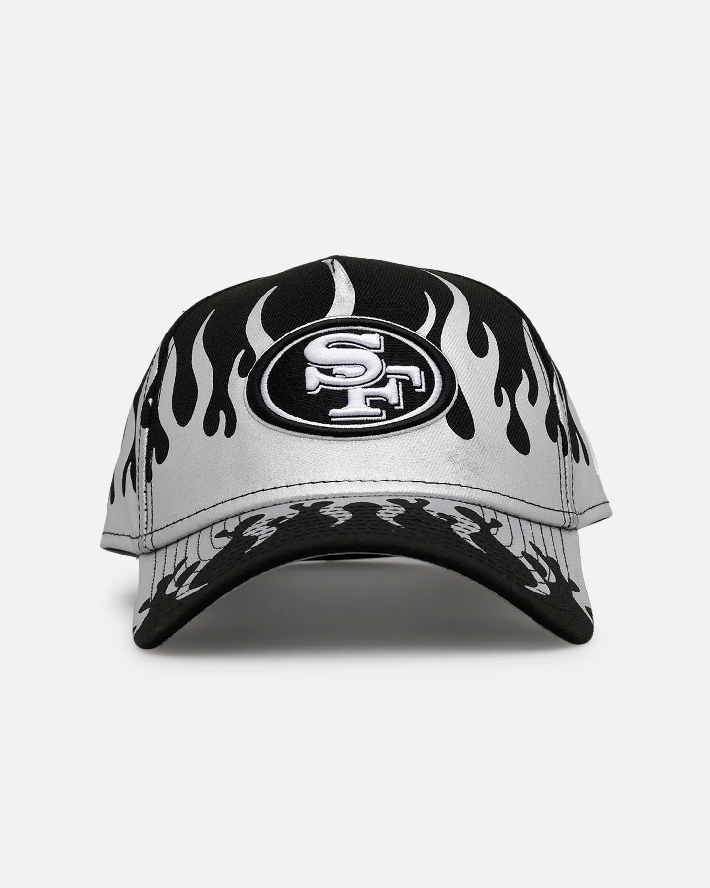 New Era San Francisco 49ers 'Metallic Flames' 9FORTY A-Frame Snapback Black/Silver sold by Culture Kings