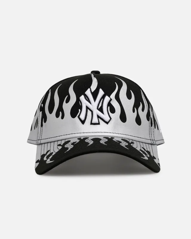 New Era New York Yankees 'Metallic Flames' 9FORTY A-Frame Snapback Black/Silver sold by Culture Kings