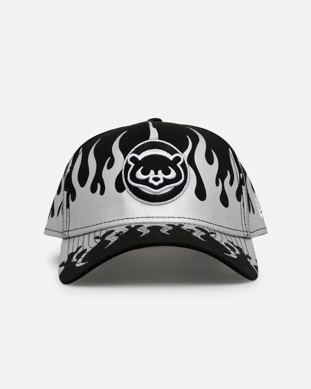 New Era Chicago Cubs 'Metallic Flames' 9FORTY A-Frame Snapback Black/Silver sold by Culture Kings