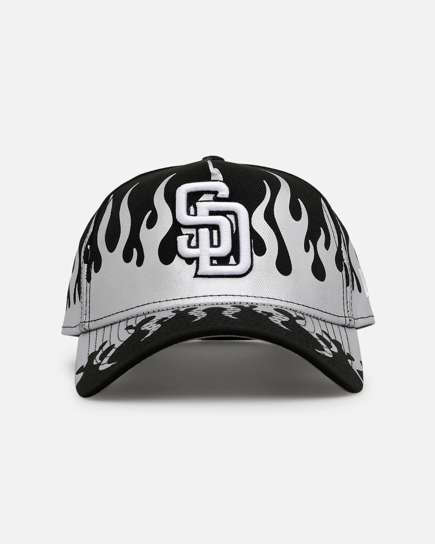 New Era San Diego Padres 'Metallic Flames' 9FORTY A-Frame Snapback Black/Silver sold by Culture Kings