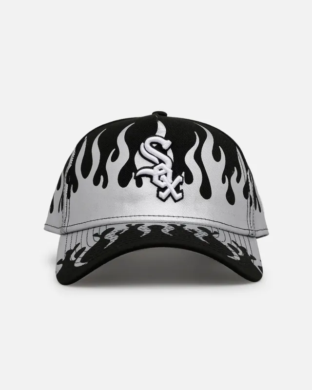 New Era Chicago White Sox 'Metallic Flames' 9FORTY A-Frame Snapback Black/Silver sold by Culture Kings