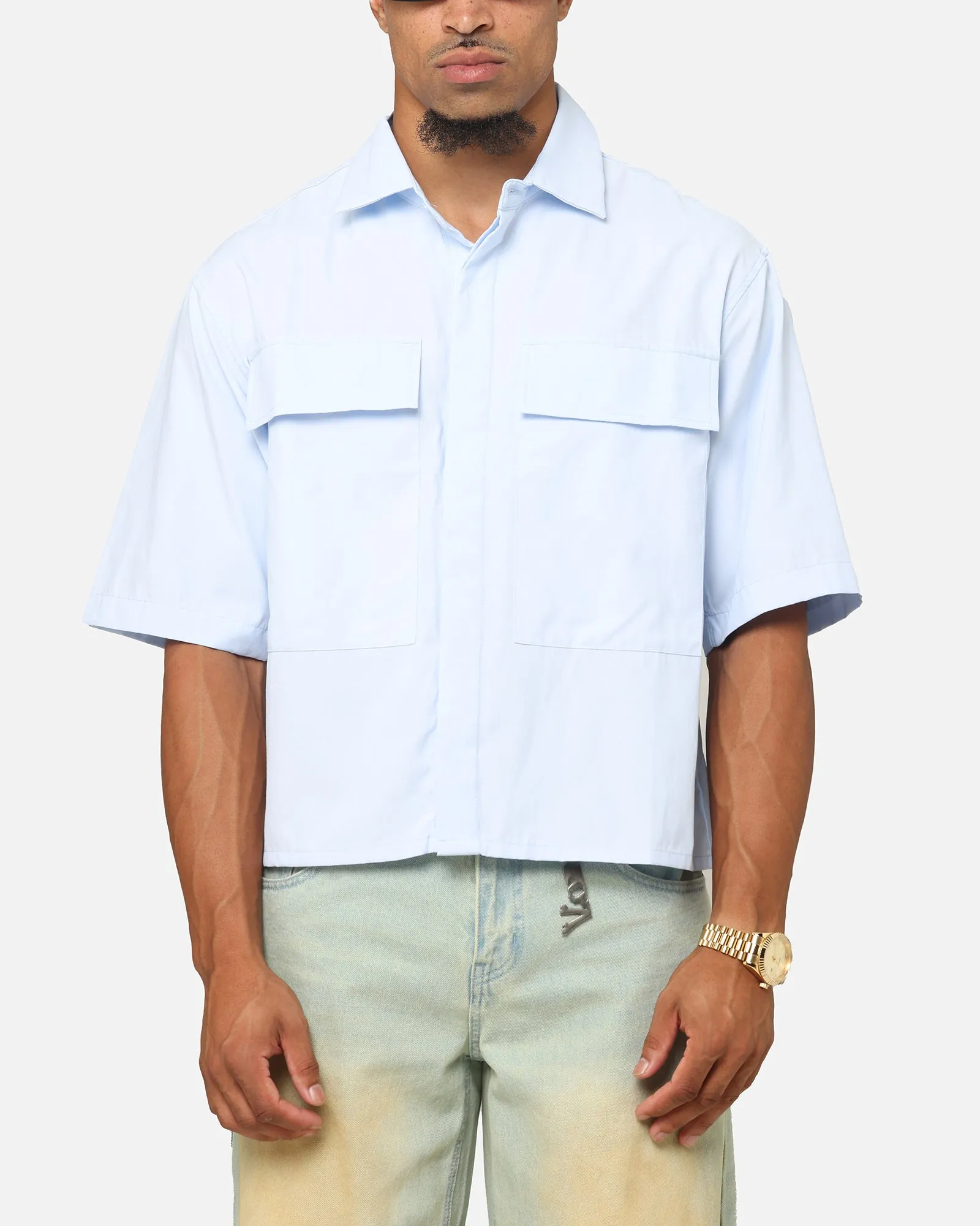 MNML Cropped Short Sleeve Shirt Light Blue sold by Culture Kings