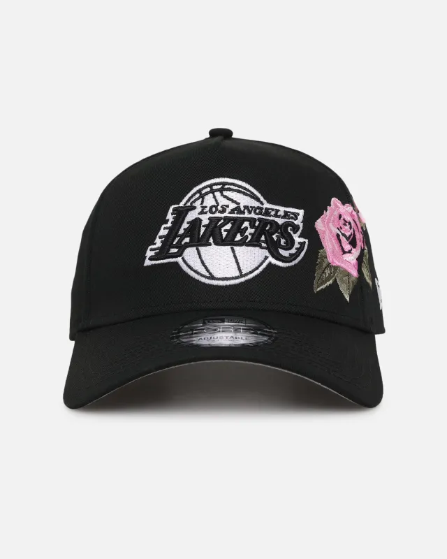 New Era Los Angeles Lakers 'Pink Rose Embroidery' 9FORTY A-Frame Snapback Black/Pink sold by Culture Kings
