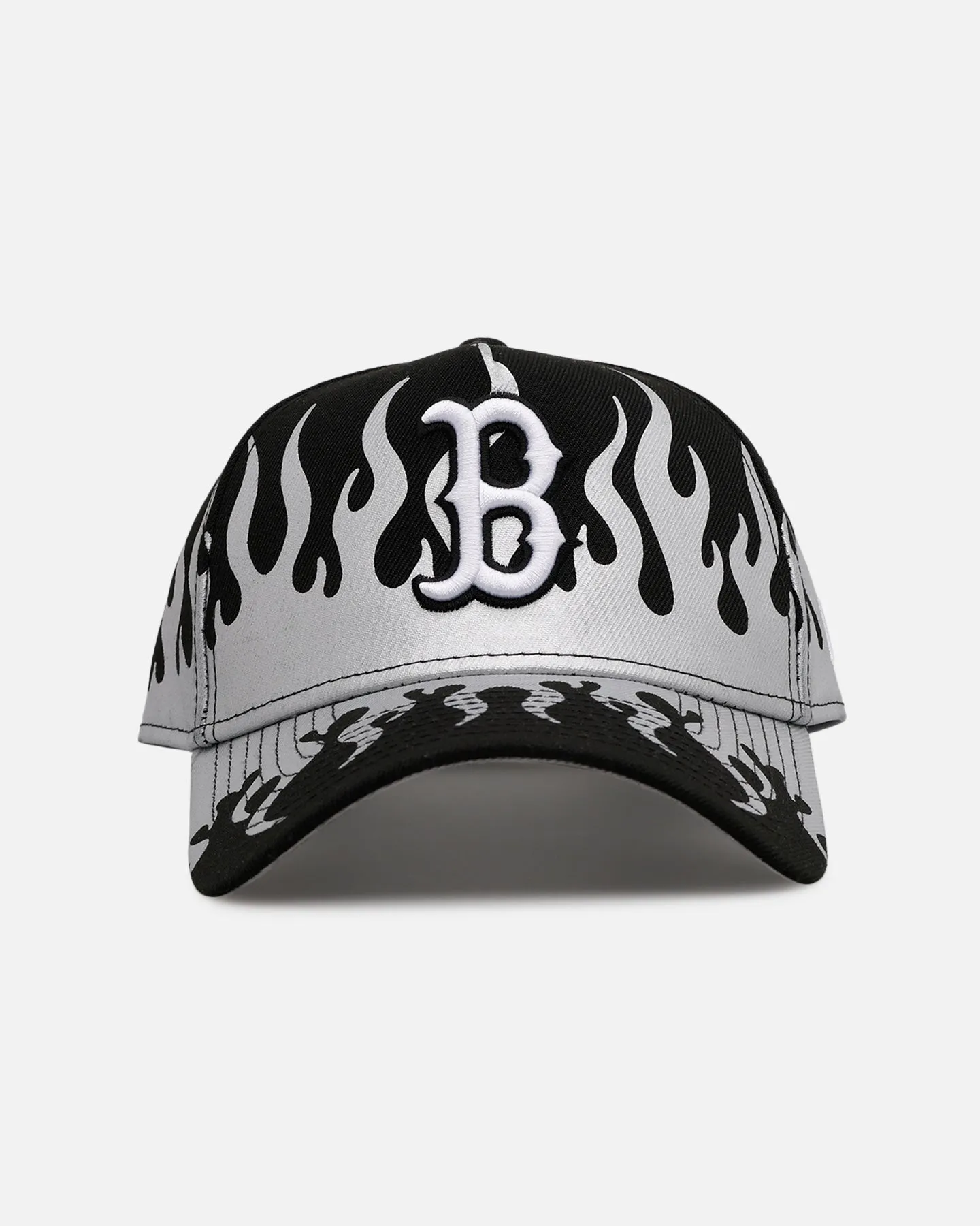 New Era Boston Red Sox 'Metallic Flames' 9FORTY A-Frame Snapback Black/Silver sold by Culture Kings