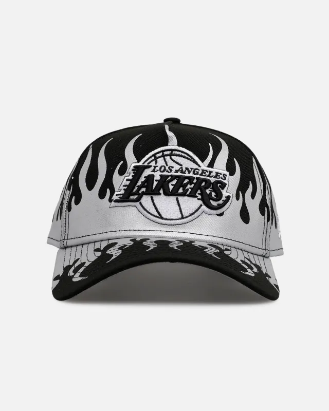 New Era Los Angeles Lakers 'Metallic Flames' 9FORTY A-Frame Snapback Black/Silver sold by Culture Kings