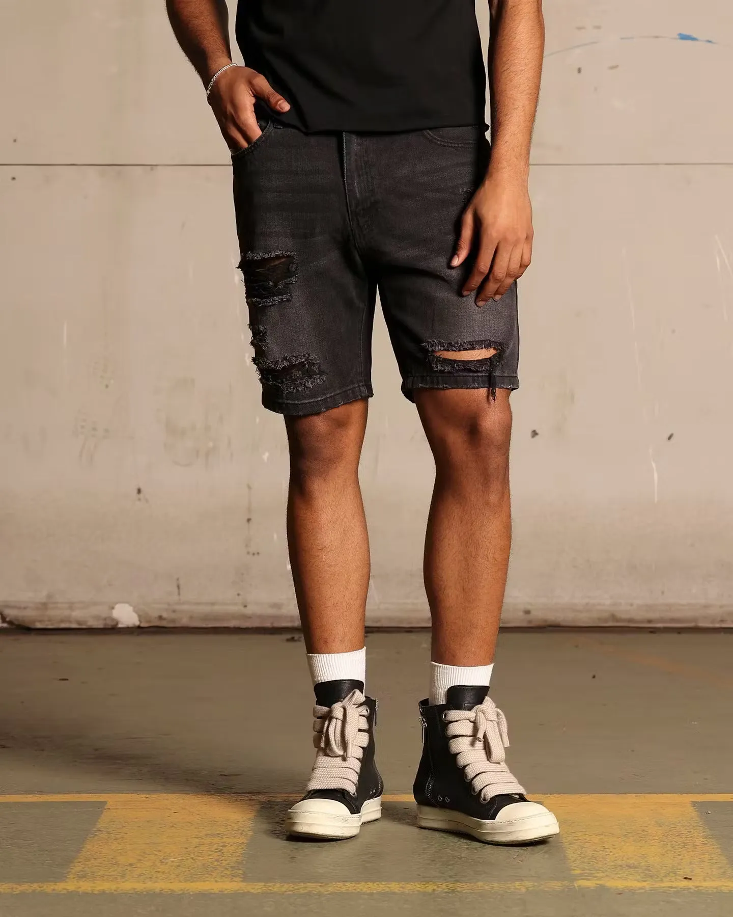 Saint Morta Destroyer Distressed Shorts Vintage Black sold by Culture Kings