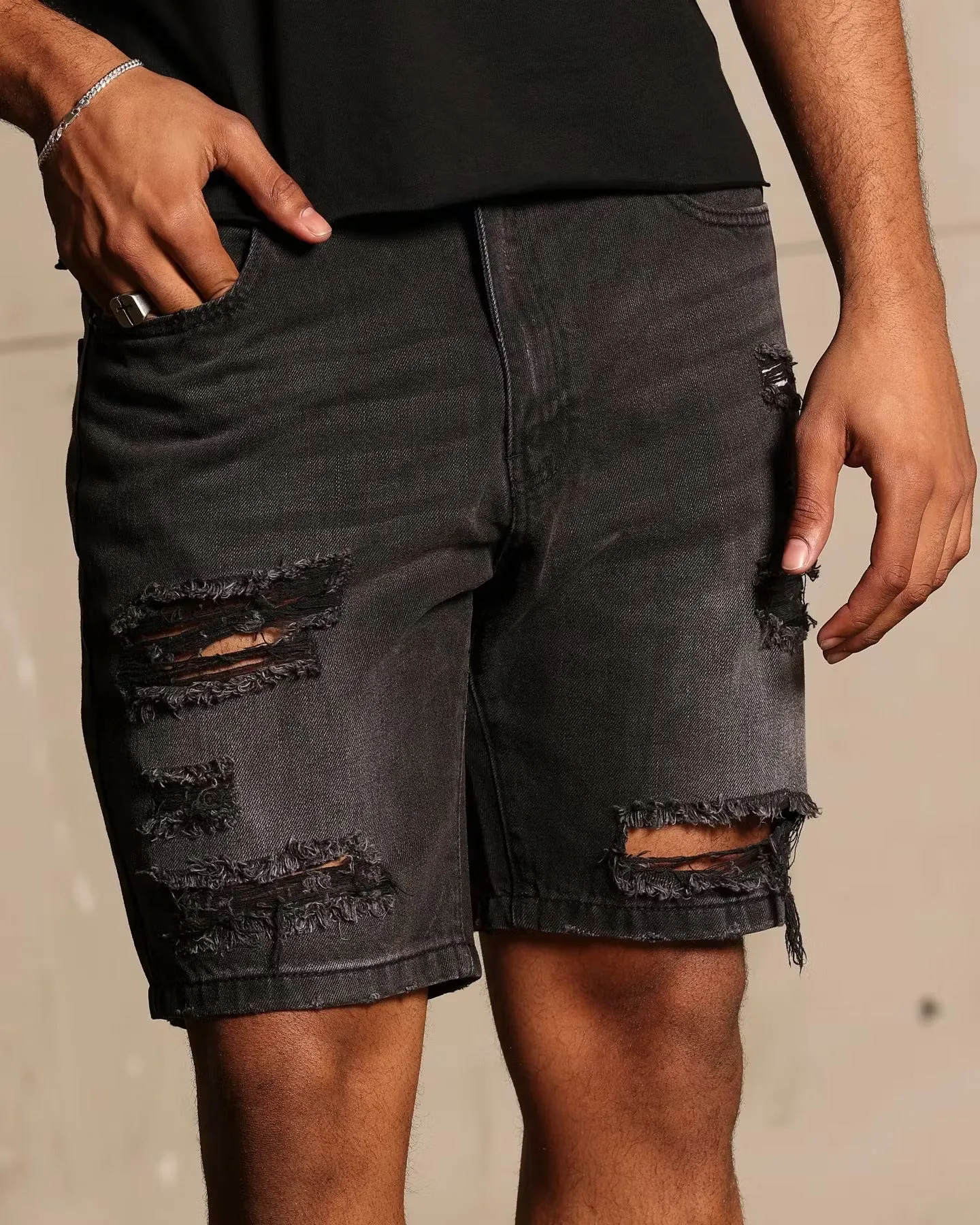 Saint Morta Destroyer Distressed Shorts Vintage Black sold by Culture Kings product image thumbnail 3