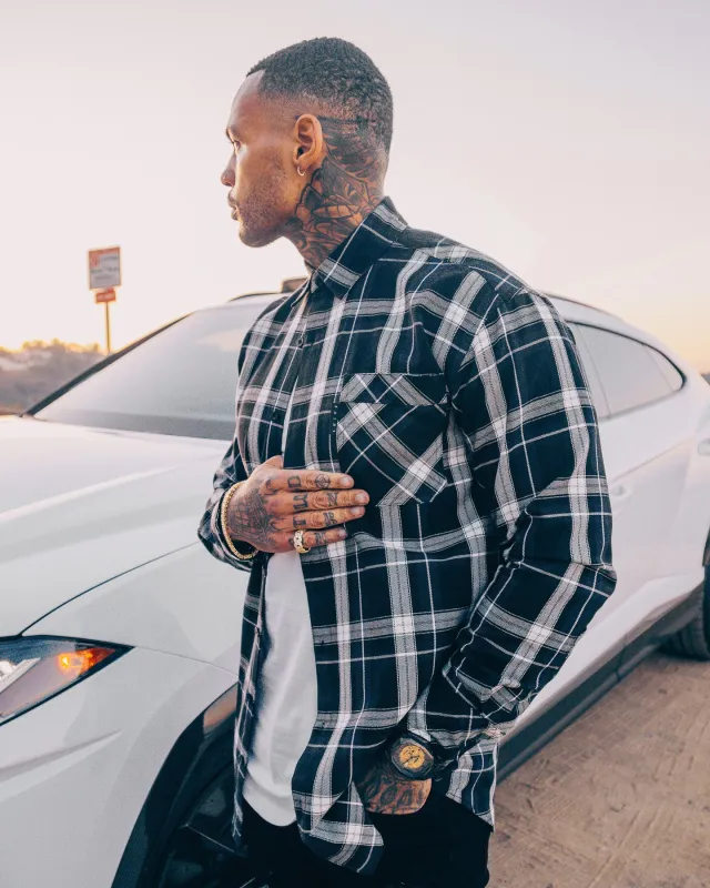 Saint Morta Men's Prima Long Sleeve Flannel Shirt Navy/Black/White sold by Culture Kings
