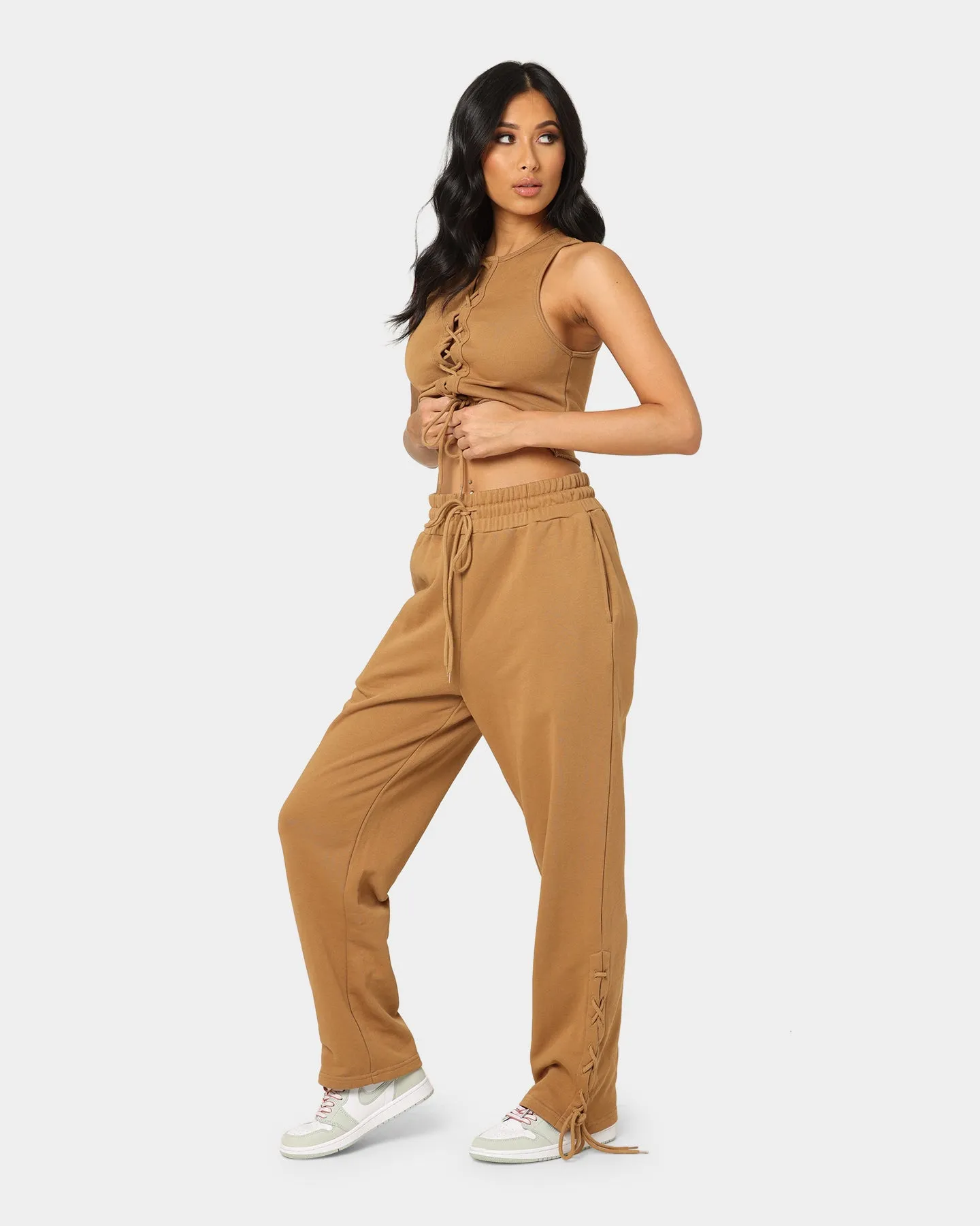 EN ES Women's Mason Lace Up Track Pants Tan sold by Culture Kings product image thumbnail 2