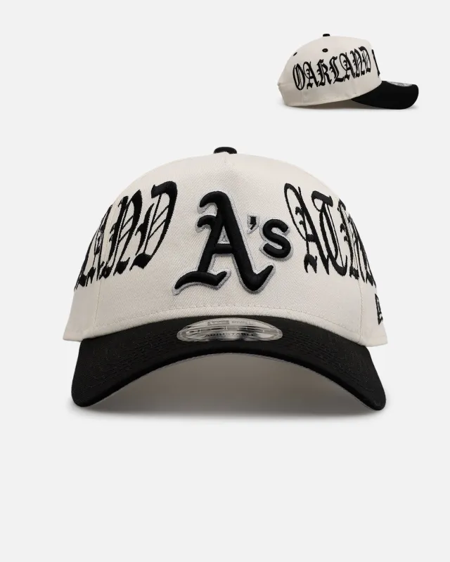 New Era Oakland Athletics 'Gothic Script Two Tone' 9FORTY A-Frame Snapback Chrome/Black sold by Culture Kings