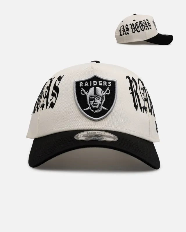 New Era Las Vegas Raiders 'Gothic Script Two Tone' 9FORTY A-Frame Snapback Chrome/Black sold by Culture Kings
