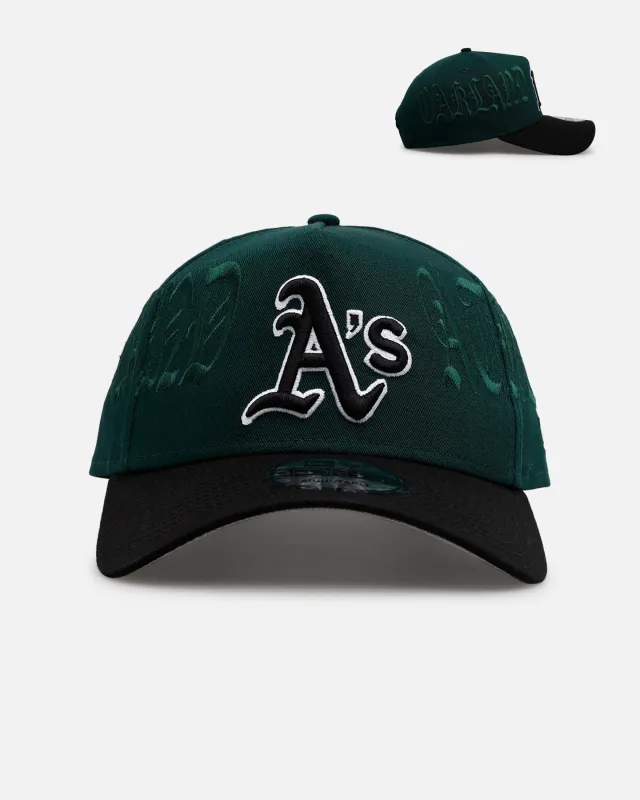 New Era Oakland Athletics 'Gothic Script Two Tone' 9FORTY A-Frame Snapback Dark Green/Black sold by Culture Kings