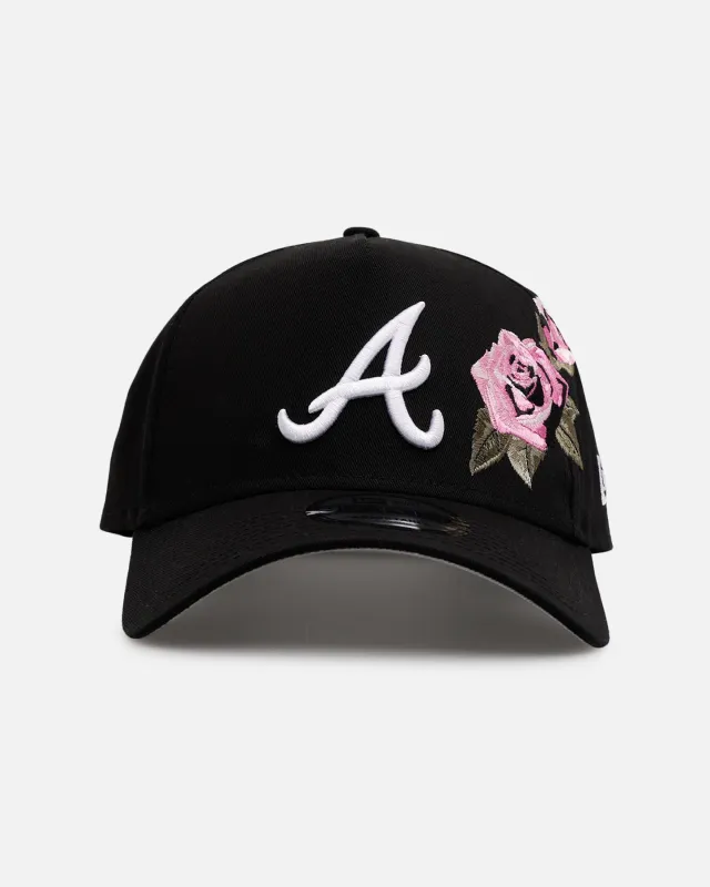 New Era Atlanta Braves 'Pink Rose Embroidery' 9FORTY A-Frame Snapback Black/Pink sold by Culture Kings