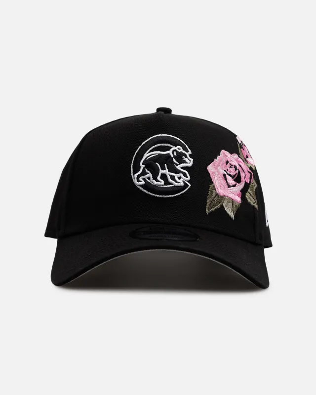 New Era Chicago Cubs 'Pink Rose Embroidery' 9FORTY A-Frame Snapback Black/Pink sold by Culture Kings