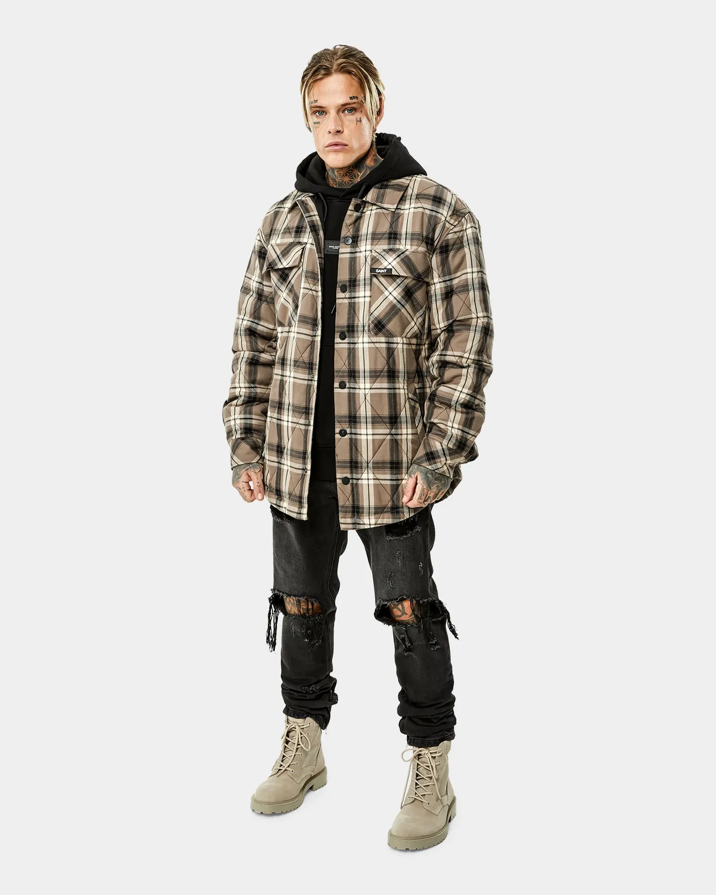 Saint Morta Quilted Flannel Jacket Brown sold by Culture Kings product image thumbnail 4