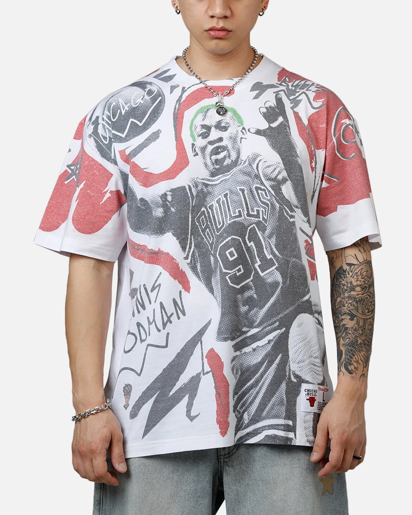 Mitchell & Ness Dennis Rodman Showstopper T-Shirt Red sold by Culture Kings