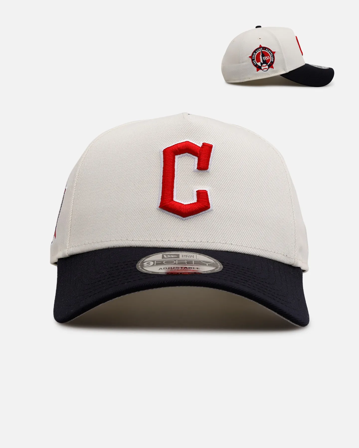 New Era Cleveland Guardians 'Team Color Visor' 9FORTY A-Frame Snapback Chrome/Official Team Color sold by Culture Kings