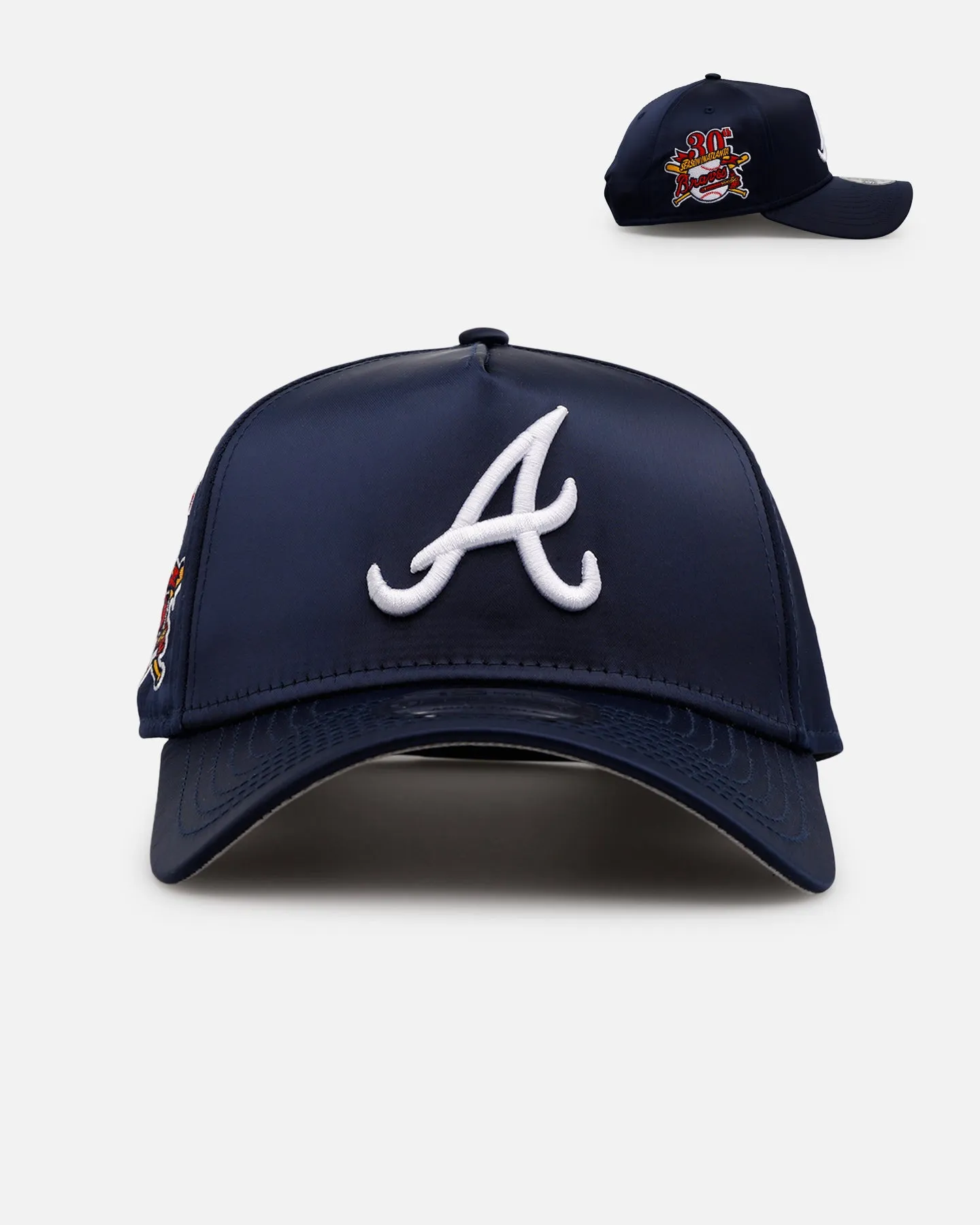 New Era Atlanta Braves 'Team Color Satin' 9FORTY A-Frame Snapback Official Team Color sold by Culture Kings