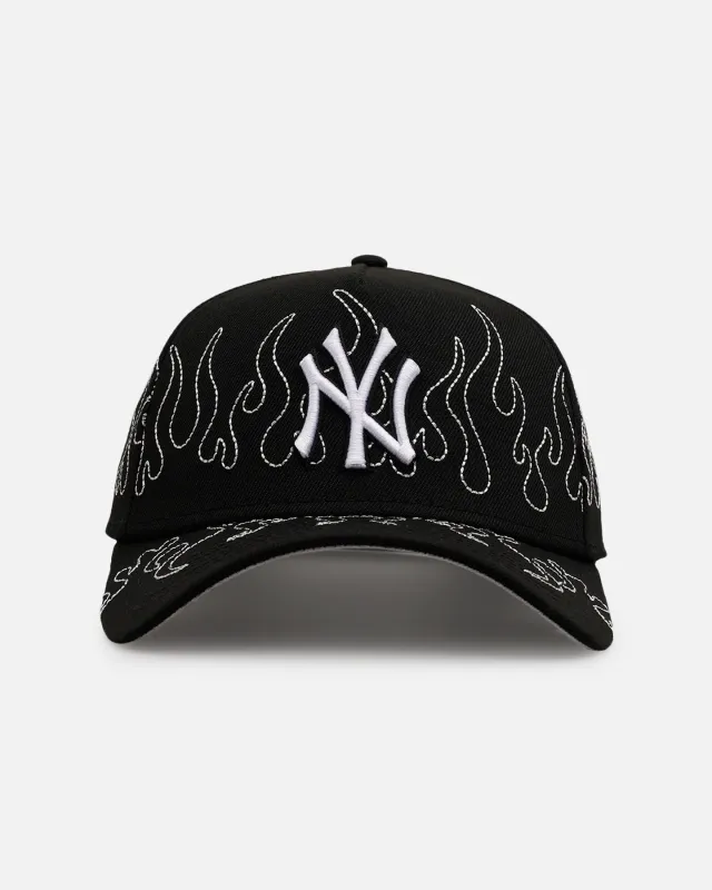 New Era New York Yankees 'Outline Flames' 9FORTY A-Frame Snapback Black sold by Culture Kings