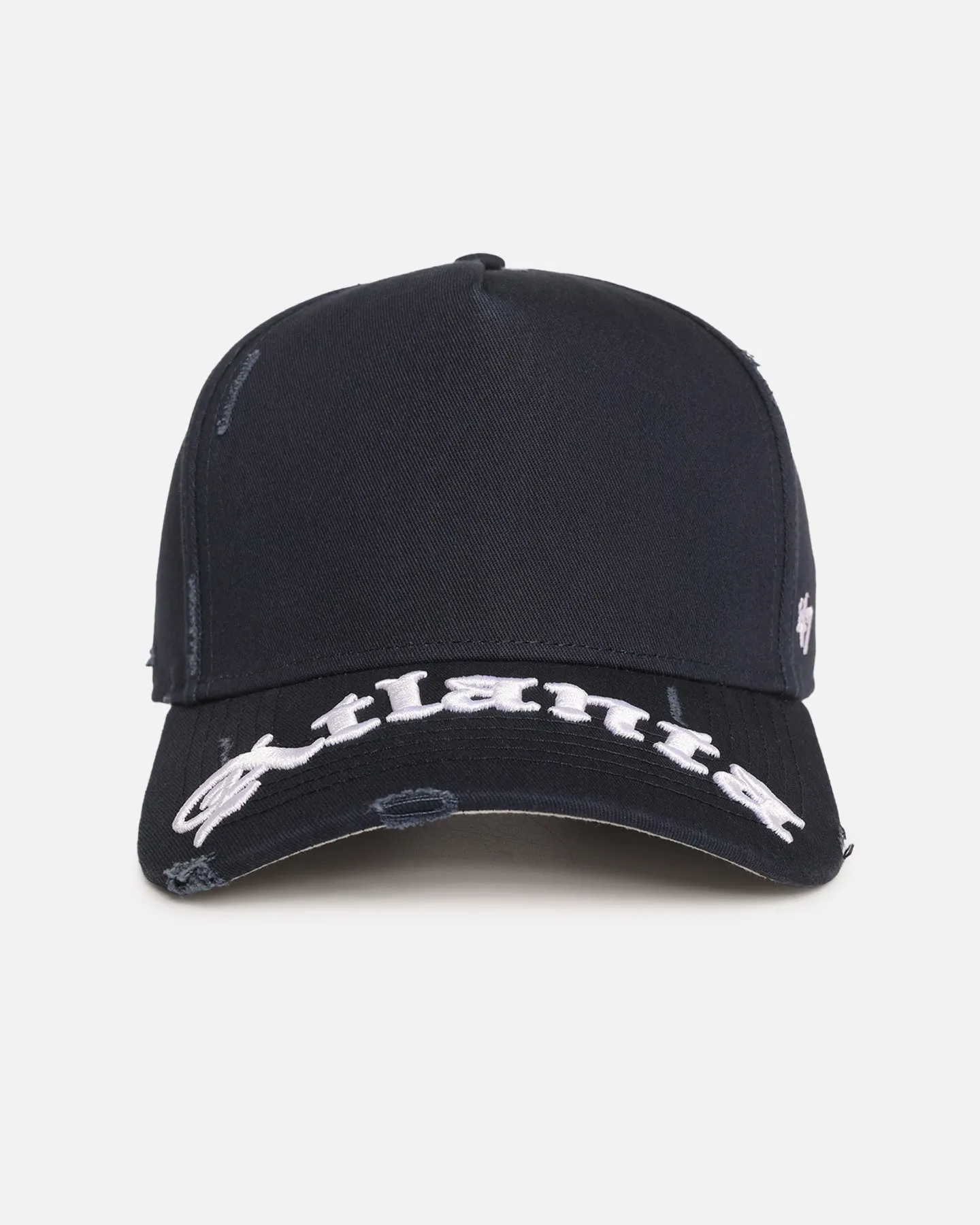 47 Brand Atlanta Braves 'Destruct Gothic Visor' 47 Offside Strapback Natural/Navy sold by Culture Kings